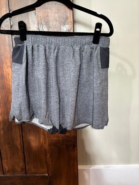 Lululemon Men's Surge Lined Athletic Shorts Heathered Black/Grey M7947S Size M